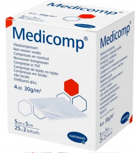 Vláknové obklady sterilné MEDICOMP 5x5cm 50 kusov
