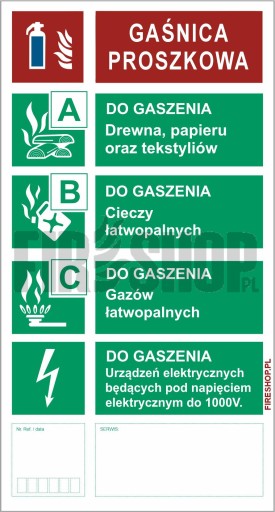 Popisný znak Práškový hasiaci prístroj 67x160mm Fólia