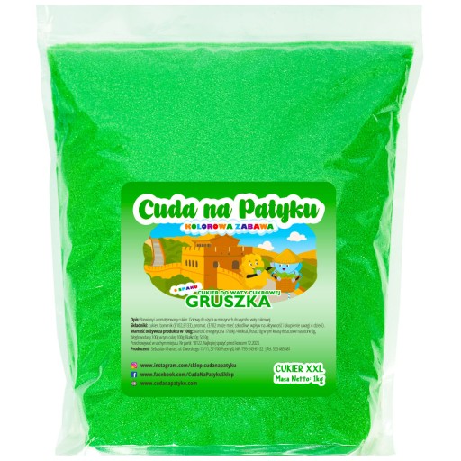 Farebný cukor do stroja na cukrovú vatu, HRUŠKA 1KG