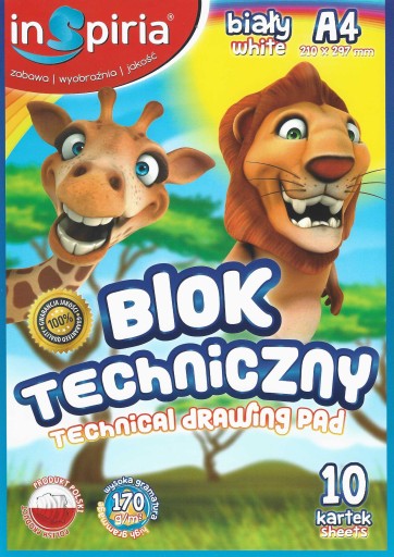 POĽSKÝ technický a kresliaci blok WHITE A4 set
