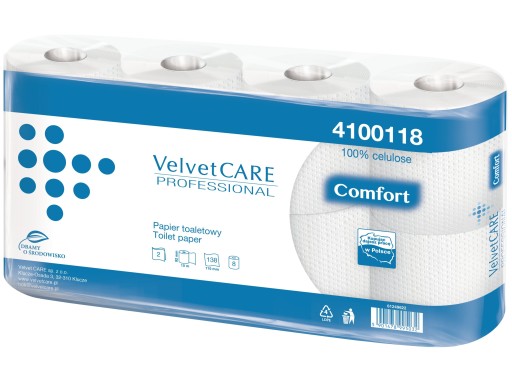Velvet Comfort 15 biely toaletný papier, 8 roliek