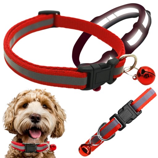 Obojok pre malé psy a mačky, REFLEXNÝ, NASTAVITEĽNÝ, dĺžka 19-32 cm, červený