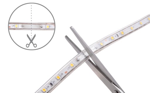 LED PÁS 230V 2835/60 1M IP68 5W TEPLÁ BIELA