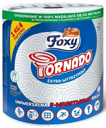 PAPIEROVÁ UTERÁK TORNADO FOXY, univerzálna, pevná, 3-vrstvová - 1 rolka