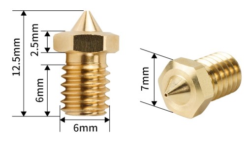 CHT tryska 0,6mm E3D V6 vysoký prietok 3 otvory