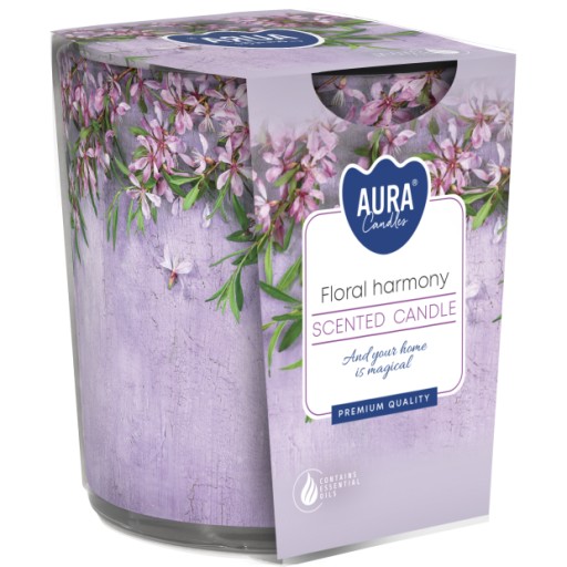 Vonná sviečka v skle BIBISPOL Aura 22H FLOWER HARMONY