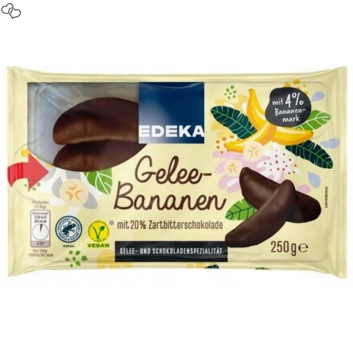 Banánové želé v horkej čokoláde Edeka 250g vegánsky produkt