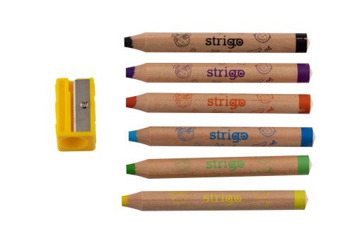 PRVÉ DREVENÉ pastelky, HRUBÉ JUMBO, 6 FARIEB, orezávatko
