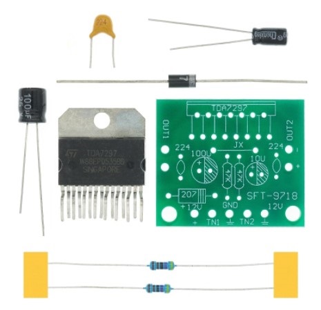 Mini audio zosilňovač 2x15W založený na čipe TDA7297