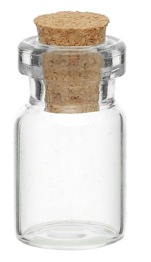 Sklenená liekovka fľaša so zátkou 18*10mm 2 ks