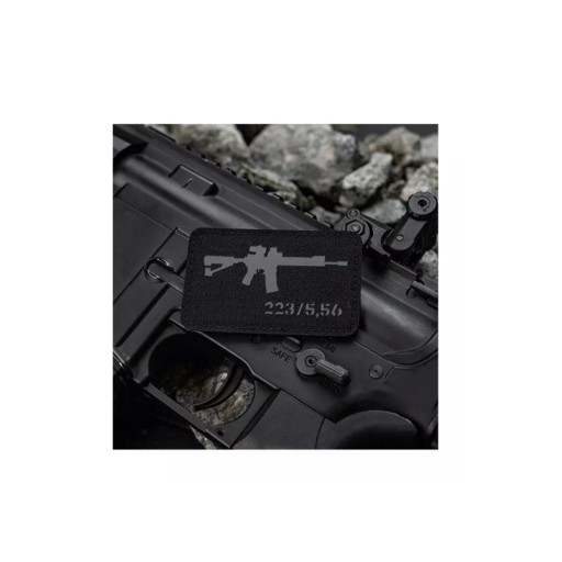 Náplasť Emblem AR-15 223/5,56 laserom rezaná čierna/sivá M-Tac