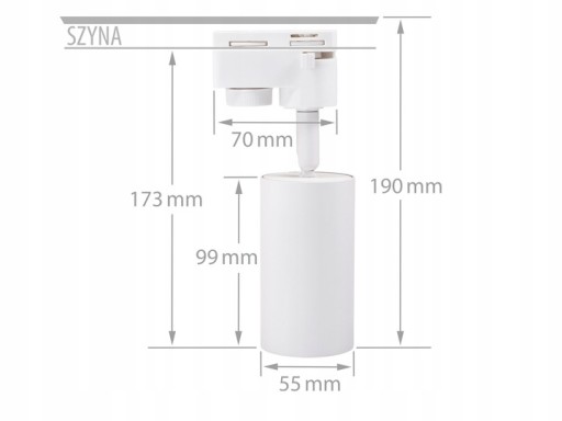 LED koľajnicové bodové svietidlo na koľajnice Bodové svietidlo na žiarovku GU10, biele