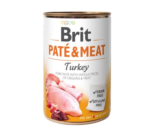 BRIT Pate&Meat Turkey Mokré krmivo pre psov s morčacím mäsom 400g BEZ OBILÍN