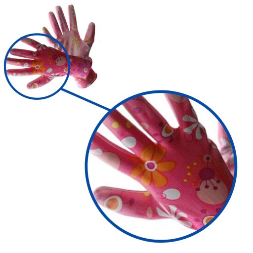 Dámske pracovné rukavice FOR GARDEN, záhradné RUŽOVÉ s KVETY 6