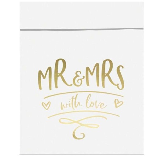 Sladké vrecúška MR a MRS, biele ZLATÉ, 6 ks