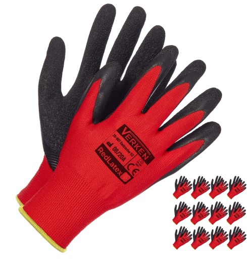 Pracovné rukavice 10 XL RED LATEXové rukavice 12 párov