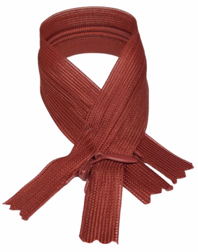 Vnútorný zips pevný terakota 22 cm