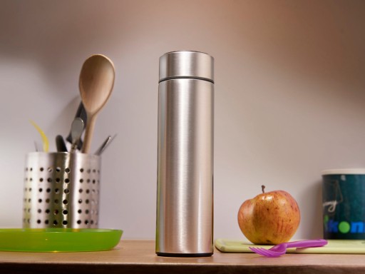 Termoska smart LED termohrnček na fľašu, 500ml, strieborná