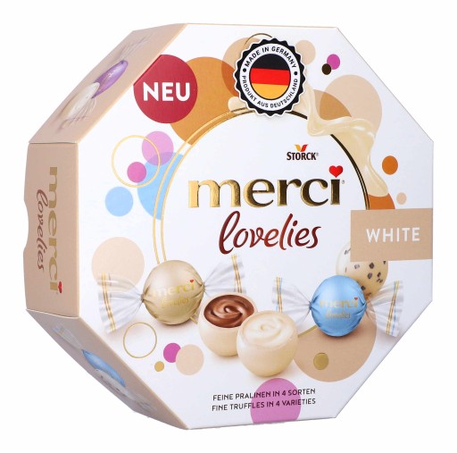 Pralinkové čokolády ku dňu babičky MERCI Lovelies White 185g DARČEK