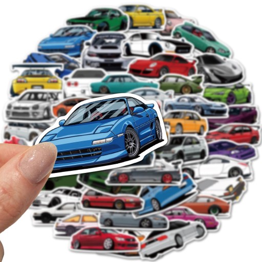 Nálepky na auto Sada 50 ks športových áut