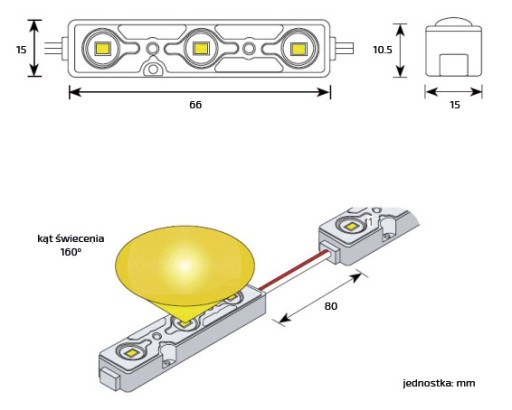 LED MODUL 2835 IP68 1,08W SAMSUNG 6500K 4 ROKY DW.