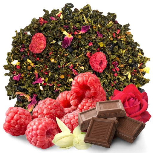 Čaj OOLONG MALINA V ČOKOLÁDE 100g malinová ruža AROMATICKÁ