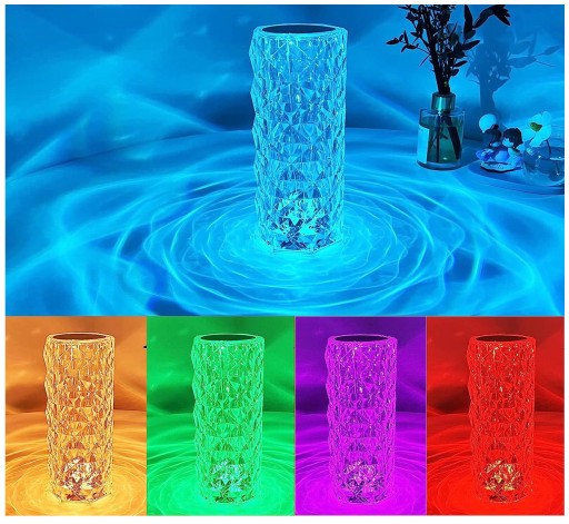 LED KRYŠTÁLOVÁ NOČNÁ STOLNÁ LAMPA S DIAĽKOVÝM OVLÁDANÍM RGB DEKORATÍVNA STOLNÁ LAMPA USB