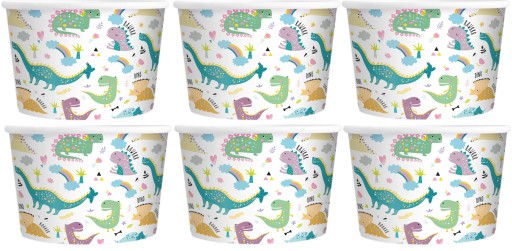 POHÁRKY NA ĽADOVÉ ČIAPKY DINOSAURS NARODENINOVÉ 6 ks