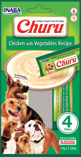 Inaba Dog Churu 4P, kuracie mäso so zeleninou, 4 x 14 g