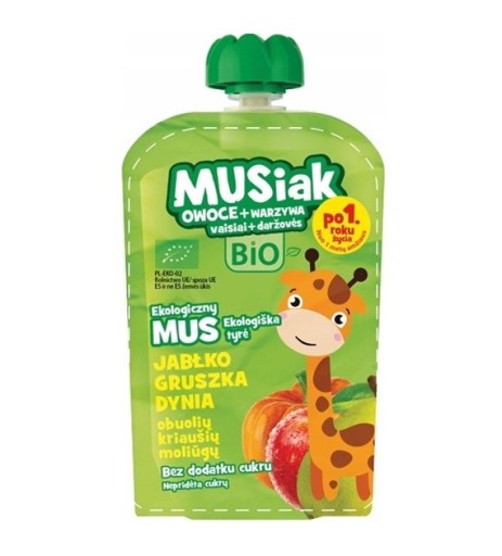 MUSIAK OVOCNÁ A ZELENINA MOUSE JABLKO HRUŠKA TEKVICA BIO BIO 100g