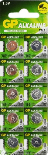 GP batérie 10ks L1131F LR54 189 V10GA AG10 LR1130 LR1131 blister 10x