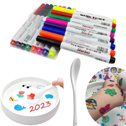 KÚZELNÉ PERÁ, VYPÍNAČE VODY + LYŽIČKA, KRESBA DO VODY, SADA 8 ks