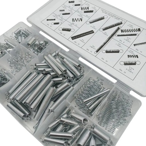 SADA MIXOVÝCH PRUŽÍN 200 ks PREDLŽOVACIE, ŤAŽNÉ A TLAČNÉ PRUŽINY