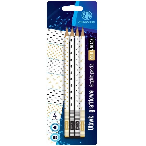 ASTRA grafitové ceruzky 4 ks HB GOLDEN & BLACK pre dievčatá