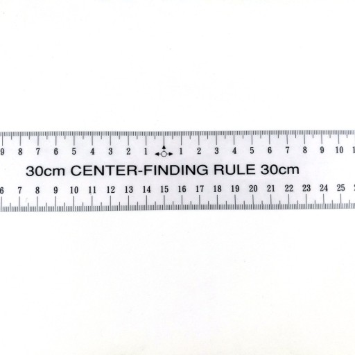 Priehľadné flexibilné pravítko 30 cm s nulou v strede