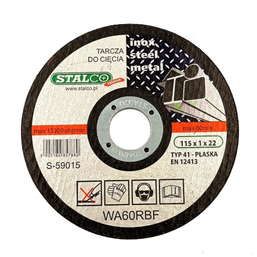 Kotúč na rezanie kovu 115 x 1,0 x 22 METAL/INOX STALCO S-59015