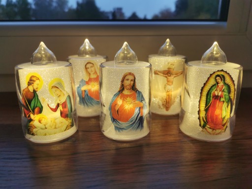 LED vložka s obrázkom Ježiša Márie, betlehem, vianočná LED vložka na sviečku Hit