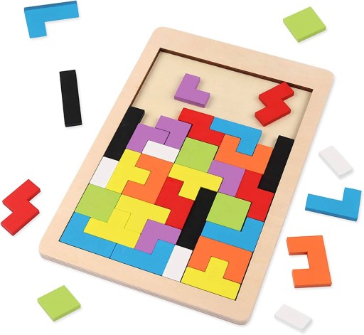 DREVENÉ 3D PUZZLE MONTESSORI DREVENÉ PUZZLE TETRIS 40 KUSOV DREVA
