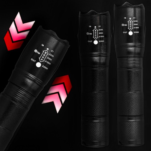 VOJENSKÁ DOBÍJATEĽNÁ BATERKA taktická LED ZOOM silná 1000lm + puzdro
