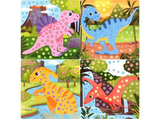 Penová MOZAIKA Scrapbook NÁLEPKY Dinosaury 4 obrázky Clever Head