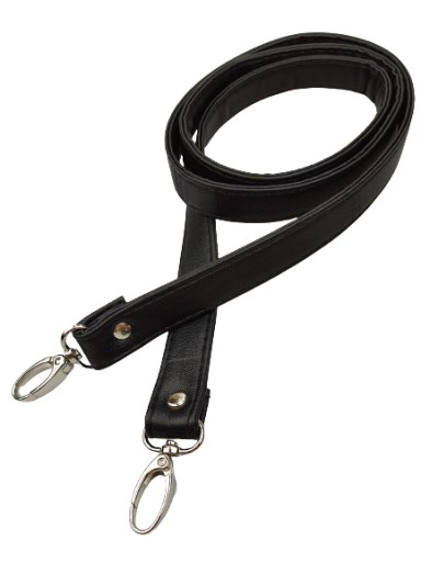 Popruh na kabelku, 20 mm, čierny, so striebornými karabínkami, 120 cm