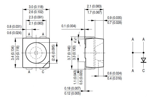 10x SMD LED, OSRAM LY E67F, ŽLTÁ, PLCC-4