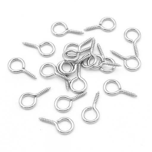 Háčiky Skrutky so slučkou, oceľové, pre polodierkové korálky, 17x9x2mm, 20ks