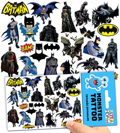 UMÝVAJÚCE DOČASNÉ TETOVANIE PRE DETI DETSKÝ BATMAN ORIGINÁLNE DIZAJNY