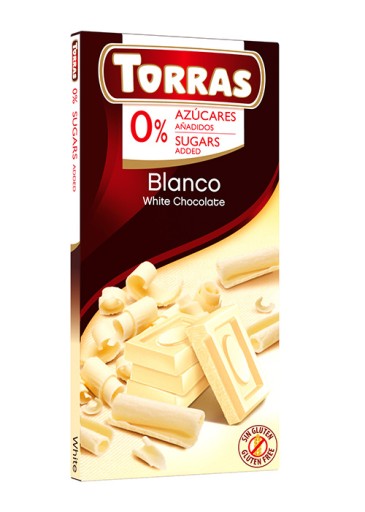 BIELA čokoláda BEZ CUKRU Bezlepková 75g Torras