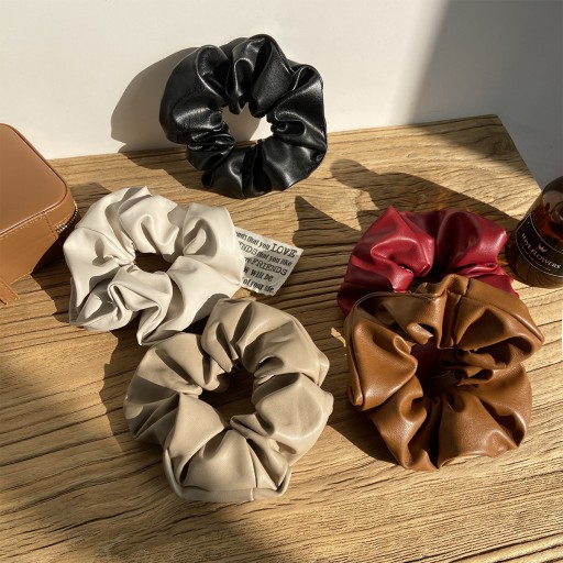 Do vlasov elastické scrunchies scrunchies eko koža biela hrubá kožená scrunchies
