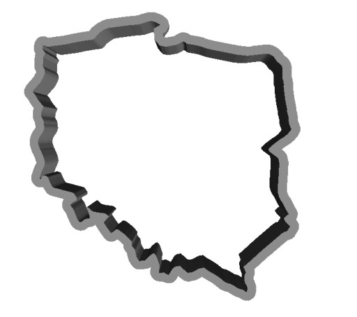 Formová mapa Poľska, obrysová POĽSKO VEĽKÁ 9cm