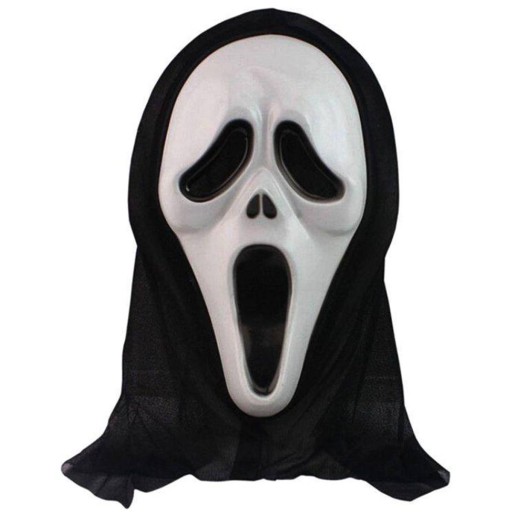 SCREAM SCREAM MASKA BIELA S KAPUČOU na HALLOWEEN
