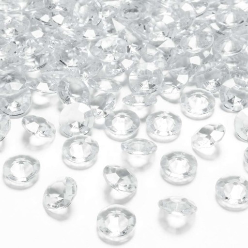 DIAMANTY CLEAR kryštály dekorácia na stôl svadobná KOMUNION 12mm 100 ks