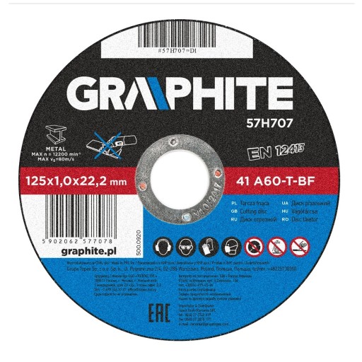 GRAFITOVÝ REZNÝ KOTÚČ NA KOV 125 x 1,0 x 22,2 mm 57H707